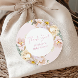 Etiquetas Para Recuerdos Bebé en Rubor con un Baby Shower floral rosa