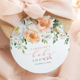 Etiquetas Para Recuerdos Bebé Floral De Peach En El Chica De Bloom Baby Sho