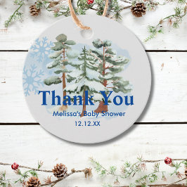 Etiquetas Para Recuerdos Bebé, frío fuera del invierno con copos de nieve