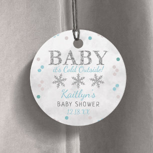 Etiquetas Para Recuerdos Bebé, hace frío fuera del Baby Shower de invierno 