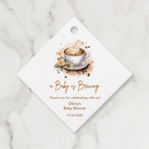 Etiquetas Para Recuerdos Bebé prepara café marrón Baby Shower Gracias