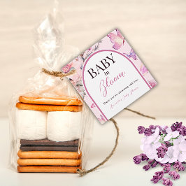 Etiquetas Para Recuerdos Bebé rosa mariposa en Baby Shower, Chica de sangre