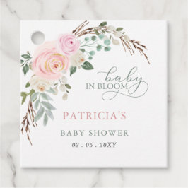 Etiquetas Para Recuerdos Bebé sabio en Baby Shower, Chica floral rosa en fl