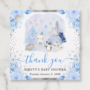 Etiquetas Para Recuerdos Bebé Shower Floral de Animales Árticos Acuarela