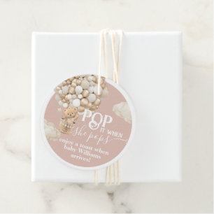 Etiquetas Para Recuerdos Beber Bebé neutro con globo Bebé Chica ducha lista