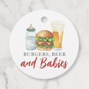 Etiquetas Para Recuerdos Bebés, hamburguesas y beer ducha Gracias