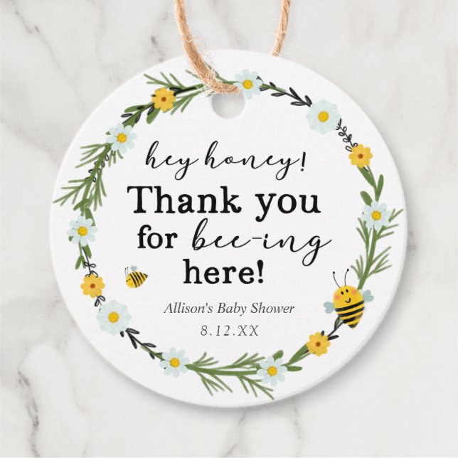 Etiquetas Para Recuerdos Bee Baby Shower (Anverso)