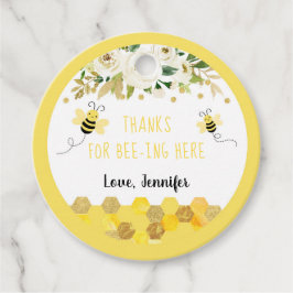 Etiquetas Para Recuerdos Bee Gold Floral Sexo Neutral Baby Shower