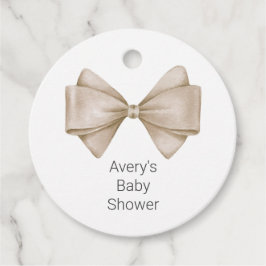 Etiquetas Para Recuerdos Beige Bow Modern Boho Baby Shower