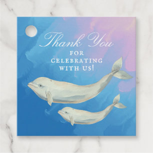 Etiquetas Para Recuerdos Beluga Whale Mom y Calf Baby Shower