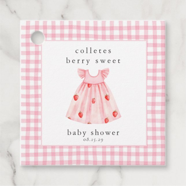 Etiquetas Para Recuerdos Berry Sweet Baby Strawberry Coquette Bow (Anverso)