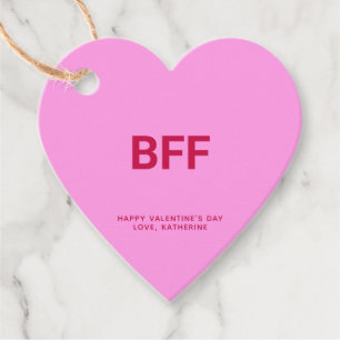 Etiquetas Para Recuerdos BFF corazón rosa divertido El día de San Valentín 