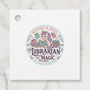 Etiquetas Para Recuerdos Bibliotecario Unicornio de Magia Gráfico de Produc