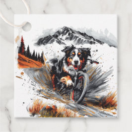 Etiquetas Para Recuerdos Bicicleta De Perro De Montaña En Las Montañas