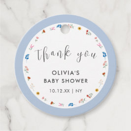 Etiquetas Para Recuerdos Bienvenida Baby Shower de Flor Silvestre Azul Simp