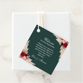 Etiquetas Para Recuerdos Bienvenida Boda de Rosas de Emerald Green Burgundy