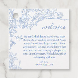 Etiquetas Para Recuerdos Bienvenidos al Blue Chinoiserie Toile de Jouy Boda