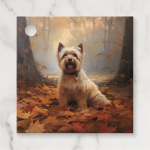 Etiquetas Para Recuerdos Biewer Terrier en hojas de otoño caídas inspiran