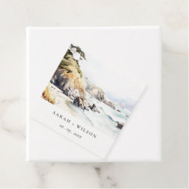 Etiquetas Para Recuerdos Big Sur, California Watercolor Landscape Wedding