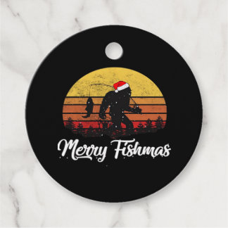 Etiquetas Para Recuerdos Bigfoot Christmas Santa Hat Merry Fishmas Vintage 