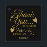 Etiquetas Para Recuerdos Black And Gold 50th Birthday Gracias<br><div class="desc">50 cumpleaños gracias etiquetas de favores en la elegante tipografía de oro en negro.</div>