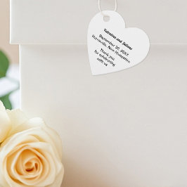 Etiquetas Para Recuerdos Black and White Heart Shape Wedding Favor Tags