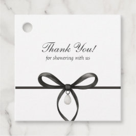 Etiquetas Para Recuerdos Black Bow With Pearl Old Money Bridal Thank You