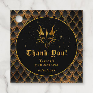 Etiquetas Para Recuerdos Black Dragon Scales Gold Birday Gracias