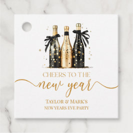 Etiquetas Para Recuerdos Black Gold Champagne Cheers New Years Eve Party
