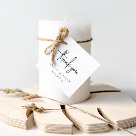 Etiquetas Para Recuerdos Black Modern Script Boda Gracias