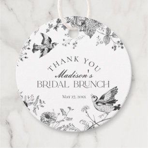 Etiquetas Para Recuerdos Black Toile De Jouy Vintage Floral Bridal Brunch