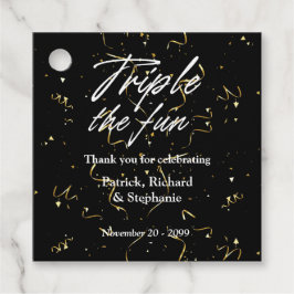 Etiquetas Para Recuerdos Black Triple the Fun Friends Joint Birthday