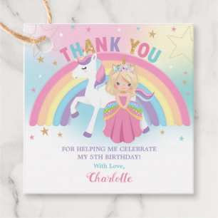 Etiquetas Para Recuerdos Blonde Princesa Unicornio fiesta de cumpleaños gra
