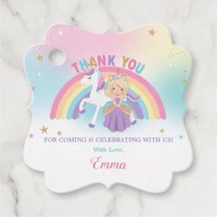 Etiquetas Para Recuerdos Blonde Princesa Unicornio fiesta de cumpleaños gra
