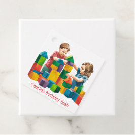 Etiquetas Para Recuerdos Bloques de construcción en el Bash de Cumpleaños