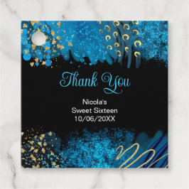 Etiquetas Para Recuerdos Blue Alcohol Ink Sweet 16 Birthday Party