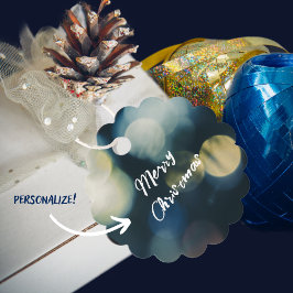 Etiquetas Para Recuerdos Blue amarillo Feliz Navidad