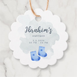Etiquetas Para Recuerdos Blue and Tan Watercolor Aqeeqah Baby Boy favor tag