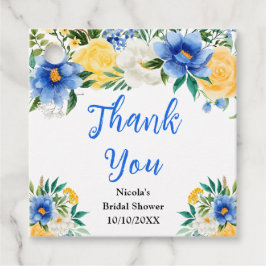Etiquetas Para Recuerdos Blue and Yellow Floral Bridal Shower Thank You