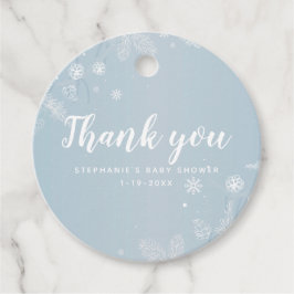 Etiquetas Para Recuerdos Blue Baby Shower Winter Snowflake Boy Gracias