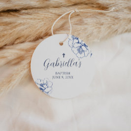 Etiquetas Para Recuerdos Blue Botanical Floral Baptism 