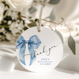 Etiquetas Para Recuerdos Blue Bow Baby Shower Bowtiful Gracias