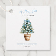 Blue Bow Christmas Tree Merry Little Baby Shower