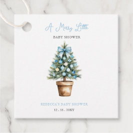 Etiquetas Para Recuerdos Blue Bow Christmas Tree Merry Little Baby Shower
