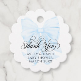 Etiquetas Para Recuerdos Blue Bow Modern Elegant boy Baby Shower