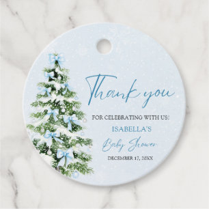 Etiquetas Para Recuerdos Blue Bows Christmas Tree Boy Winter Baby Shower