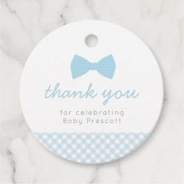 Etiquetas Para Recuerdos Blue bowtie gingham baby