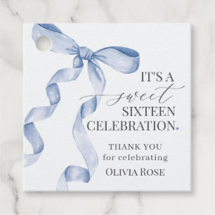 Etiquetas Para Recuerdos Blue Coquette Bow Chica Sweet 16 Birthday Party
