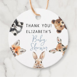 Etiquetas Para Recuerdos Blue Cute Watercolor Woodland Animals Baby Shower