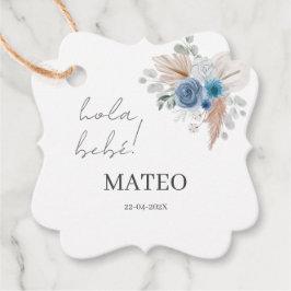 Etiquetas Para Recuerdos Blue Floral Baby Shower Boy Español